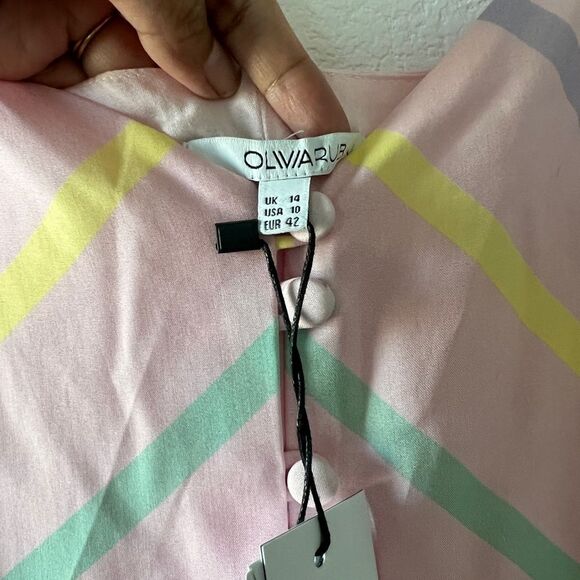 Olivia Rubin Pink Striped Midi Dress size 10 - Picture 4 of 4
